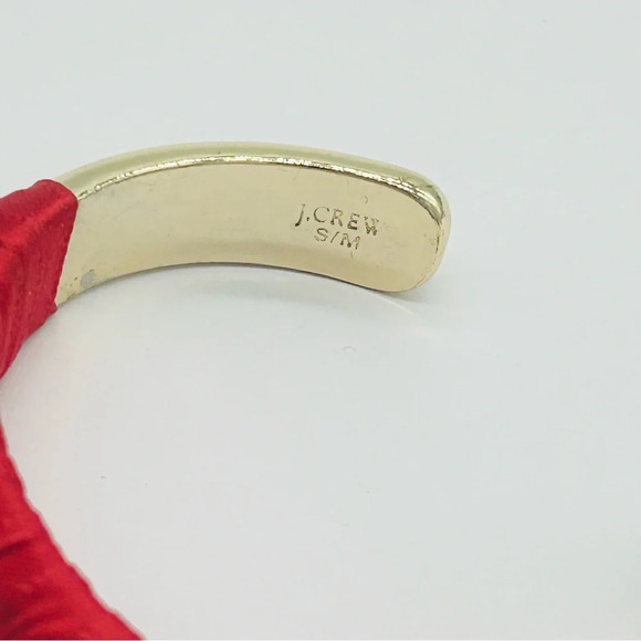 J. Crew Red Ribbon Wrapped Jeweled Cuff Bracelet - Picture 3 of 3